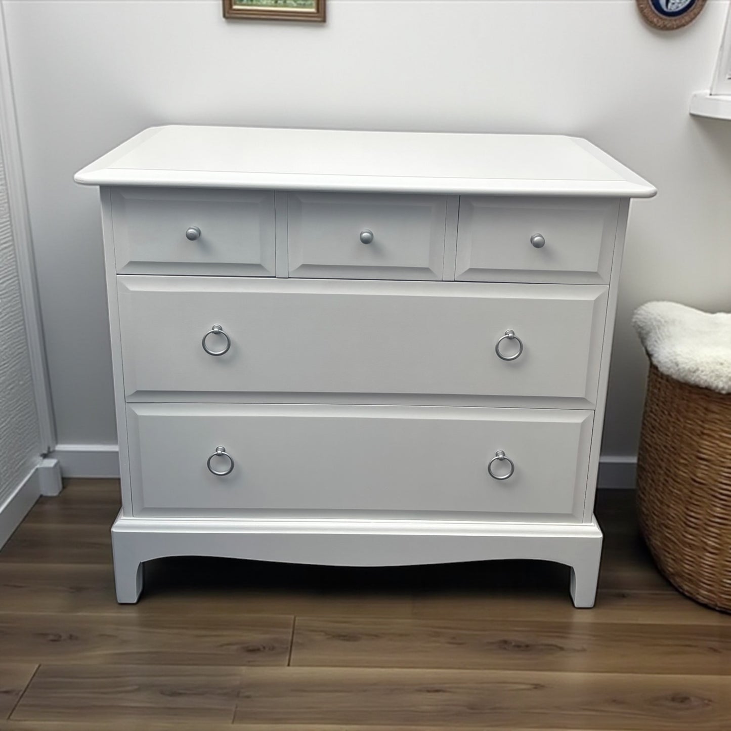 Stag Minstrel bedroom set 3 over 2 chest of drawers and 2 x 2 drawer bedsides